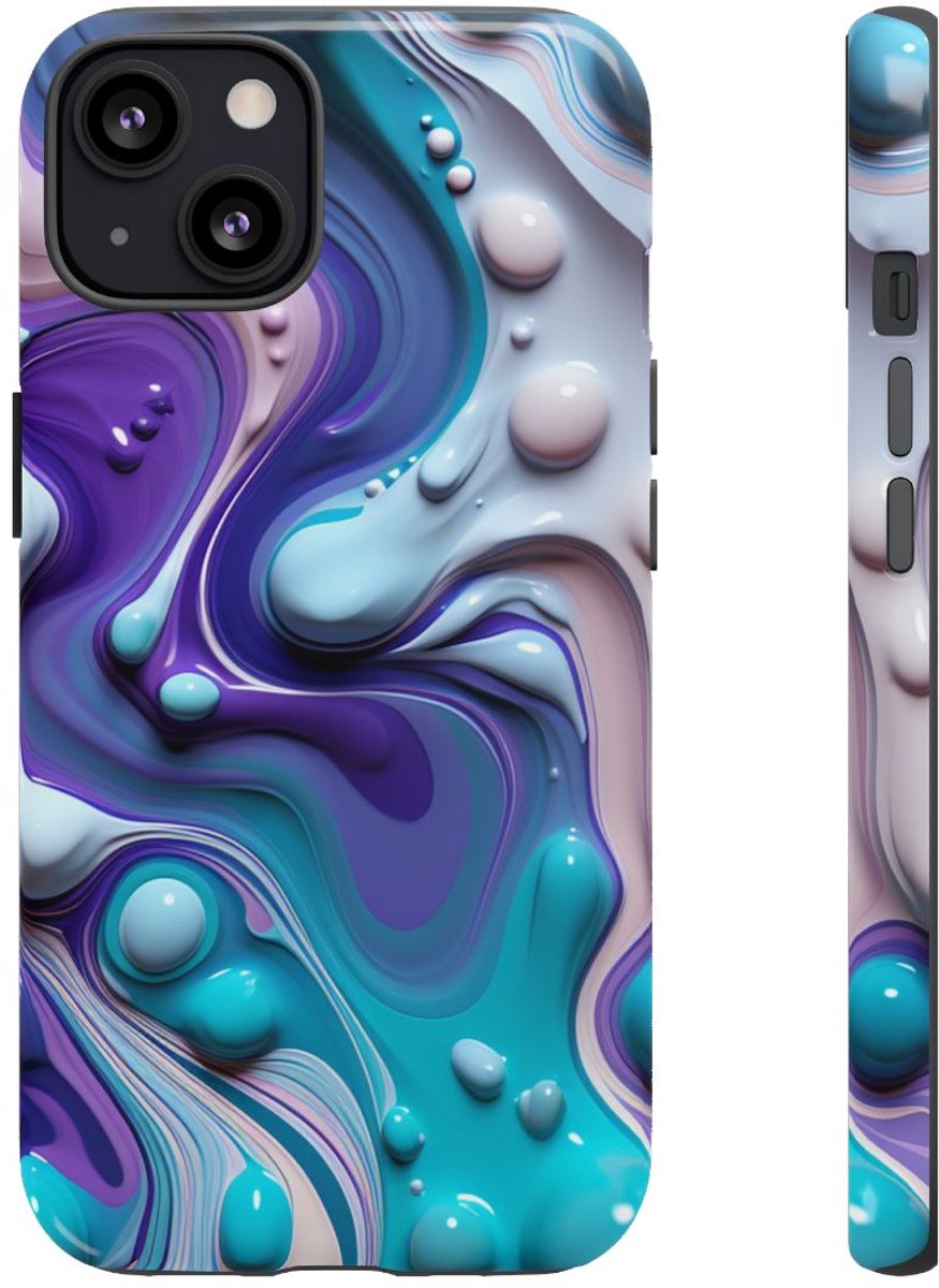 Paars-Blauw Abstract Vloeipatroon – Telefoonhoesje Geschikt voor iPhone 13
