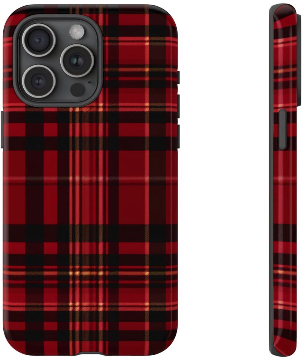 Klassiek Rood Tartan Ruitpatroon – Telefoonhoesje Geschikt voor iPhone 15 Pro Max