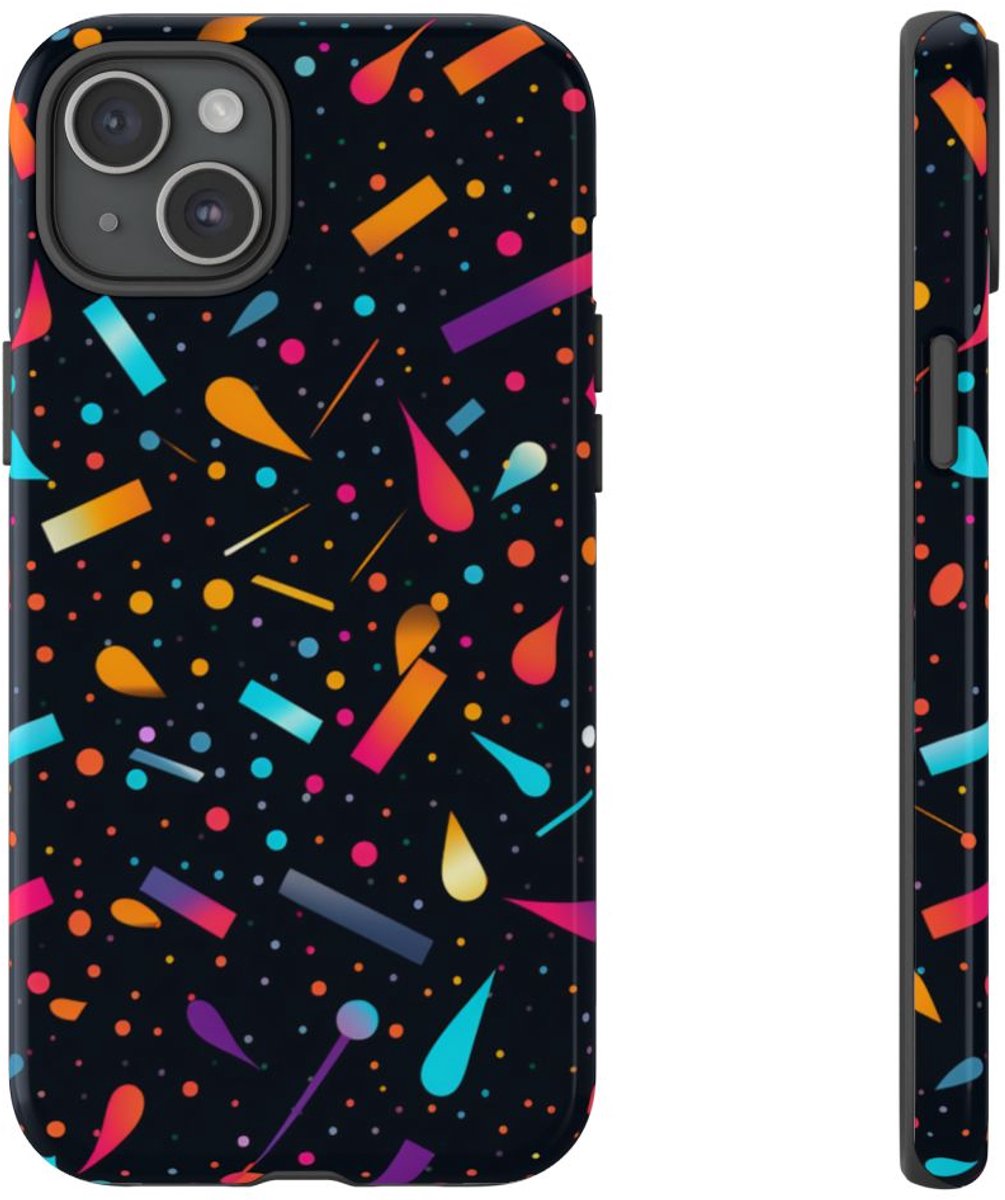 Kleurrijk Abstracte Vormenpatroon – Telefoonhoesje Geschikt voor iPhone 15 Plus