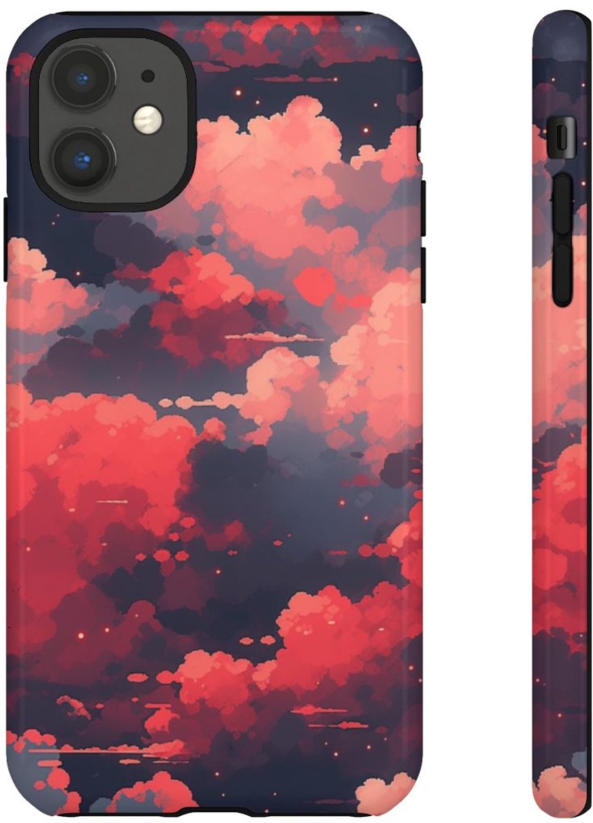 Abstracte Wolkenlucht in Rood en Roze – Telefoonhoesje Geschikt voor iPhone 11