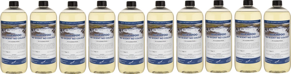Shampoo No Scent No Colour - 1 liter (transparant) - 10 Stuks - Voordeelverpakking - Haarverzorging