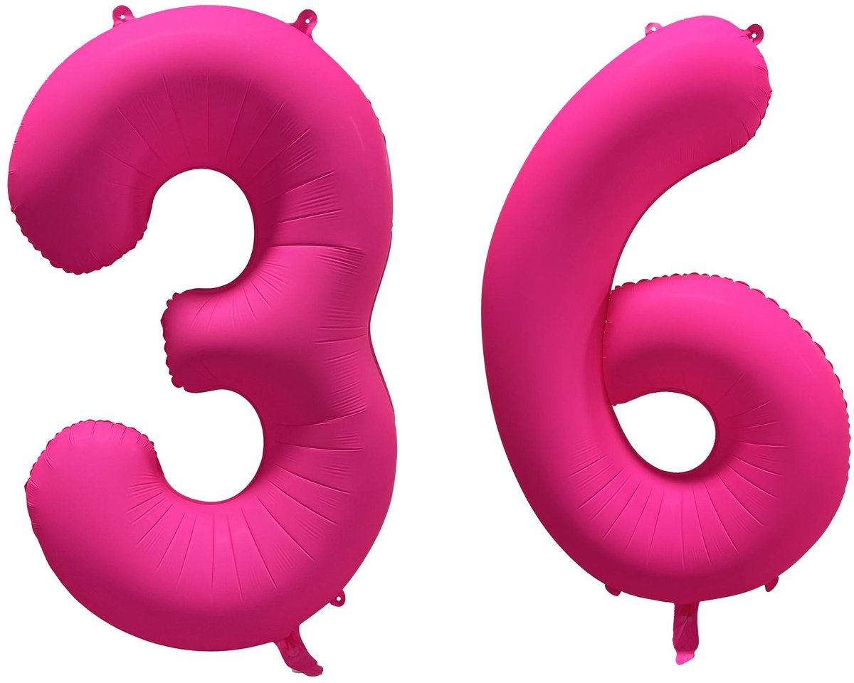Folieballon 36 jaar - Neon Roze - 86 cm