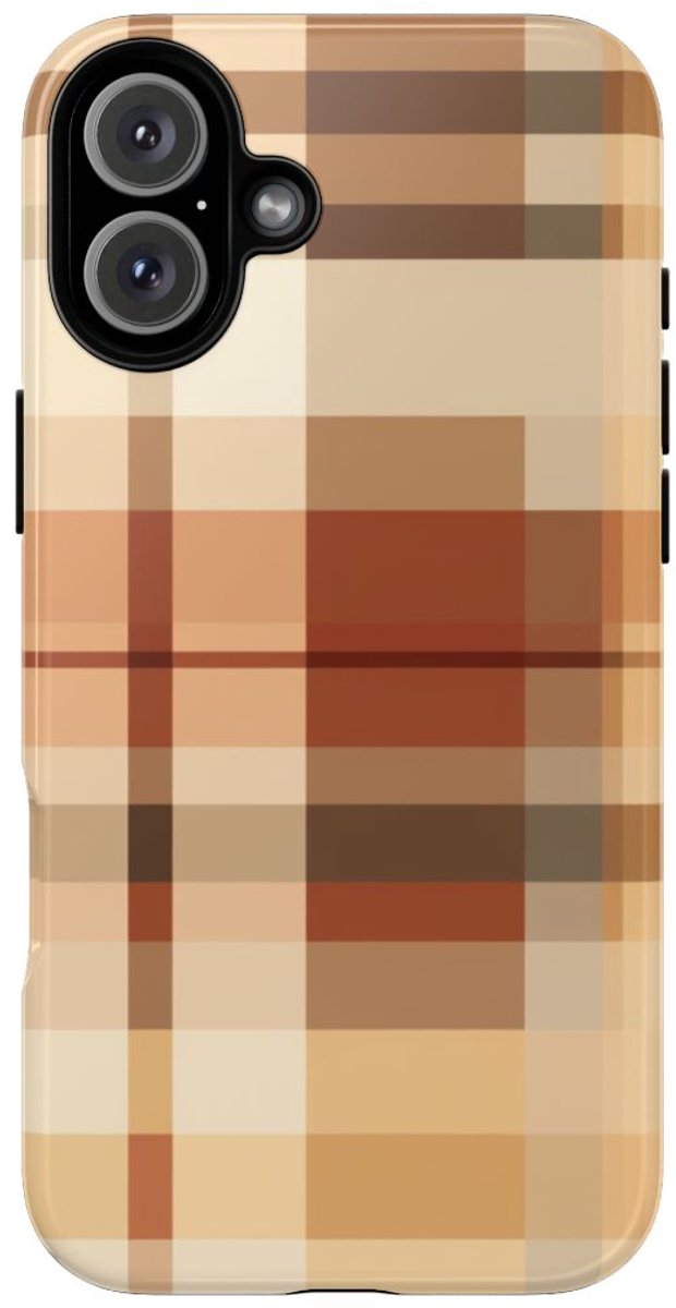 Warm Neutraal Tartan Ruitpatroon – Telefoonhoesje Geschikt voor iPhone 16 Plus