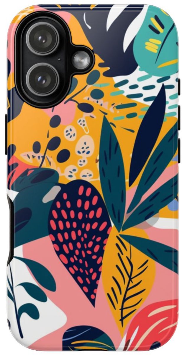 Vrolijk Tropisch Bladerenpatroon – Telefoonhoesje Geschikt voor iPhone 17