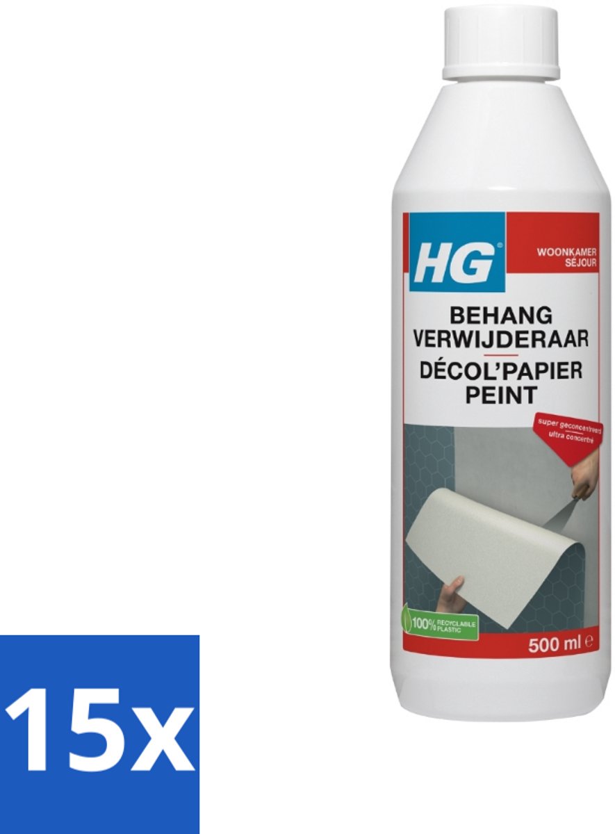15 x HG - Behangverwijderaar - Voor Eenvoudige Behangverwijdering - 500 ml - Voordeelverpakking - 15 stuks