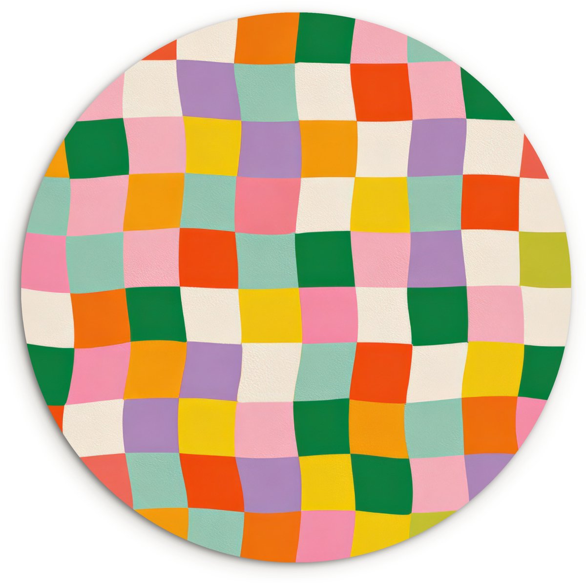 WallCircle Wandcirkel 30x30 cm - Muurcirkel Vierkanten - Kleurrijk - Golvend - Muurdecoratie woonkamer - Wanddecoratie slaapkamer - Kamer decoratie accessoires - Ronde schilderijen
