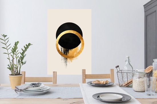 Muurstickers - Sticker Folie - Abstract ontwerp - Zwarte cirkel - Verfvlekken - 60x90 cm - Plakfolie - Muurstickers Kinderkamer - Zelfklevend Behang - Zelfklevend behangpapier - Stickerfolie