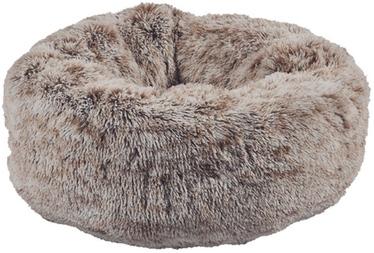 Hondenmand Donut Croci - Bicolor Pluche Beige - 70x70x25 cm, Wasbaar, Verhoogde Randen