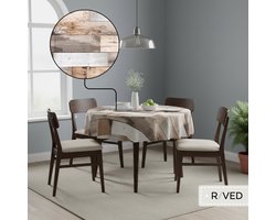Raved - Rond tafelzeil ø 140 cm - Beige houtlook - PVC - Afwasbaar