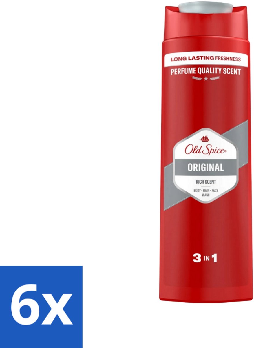 6 x Old Spice - Original - Douchegel 3-in-1 - Reinigt, Verfrist & Verzorgt - 400 ml - Douchegel - 3-in-1 - Reinigen - Verfrissen - Verzorgen