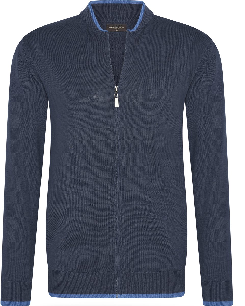 Cappuccino Italia - Heren Vest Full Zip Cardigan - Blauw - Maat S