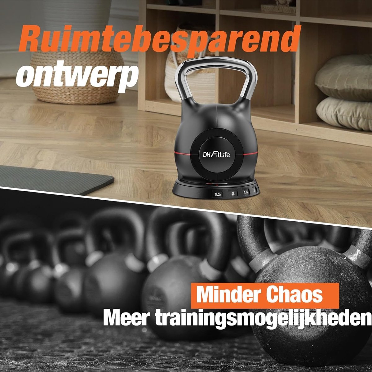 DH FitLife VersteDH FitLife Verstelbare Kettlebell Set 7-in-1 (1,5–10 kg) – Compacte Kettlebell met 7 Gewichten – Ideaal voolbare Kettlebell Set 7-in-1 (1,5–10 kg) – Compacte Kettlebell met 7 Gewichten – Ideaal voor Thuis Fitness & Full Body Workouts – foto 5