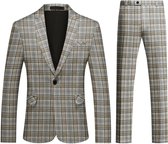 ALLTHEMEN Heren Pak Print - Enkel Knops Middensplit - Tweedelig pak - L