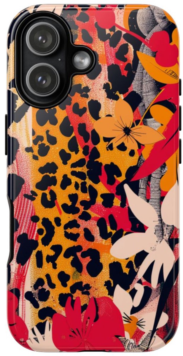 Abstracte Bloemen- en Dierenprint – Telefoonhoesje Geschikt voor iPhone 17