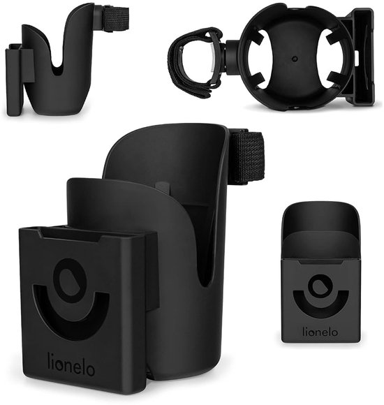 Lionelo Ove - bekerhouder en telefoonhouder - bekerhouder, flessenhouder - accessoires, smartphonehouder - universeel – aangepast aan de meeste flessen en smartphones - 360° bevestigingssysteem