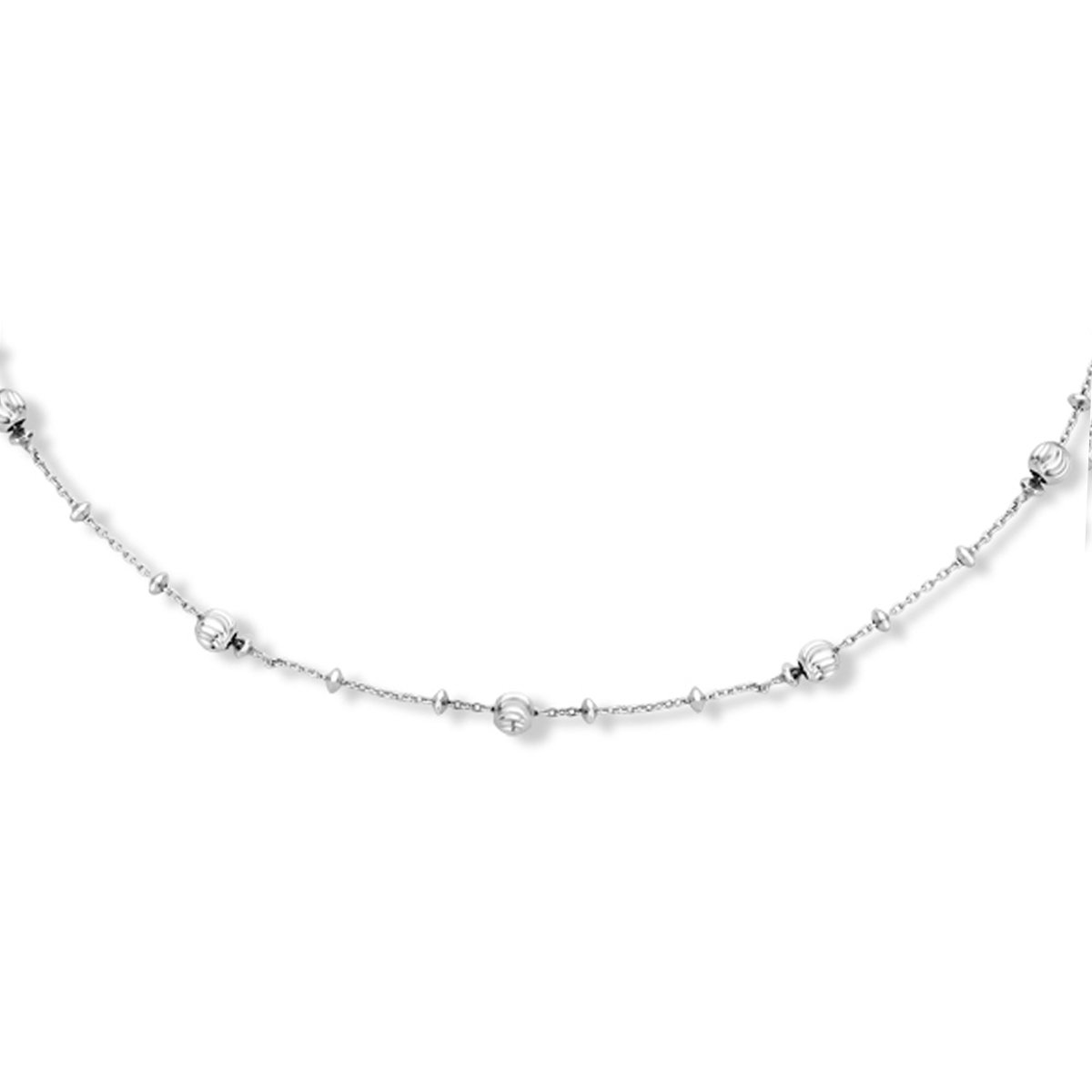 Lev Sieraden - Ketting - Anker Collier met bolletjes gediamanteerd - Zilver - 40 + 4cm - 4mm Gerhodineerd 925 zilver