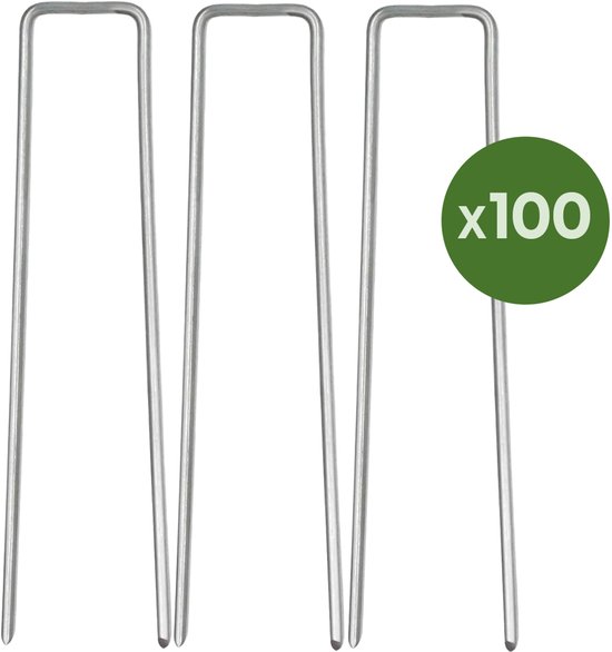 Trois piquets de sol en forme de U avec indication 'x100'.