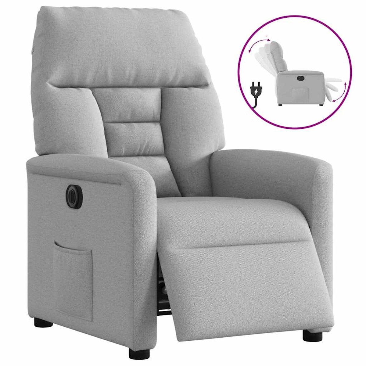 vidaXL Fauteuil - elektrisch - verstelbaar - stof - wolk - grijs wolk grijs