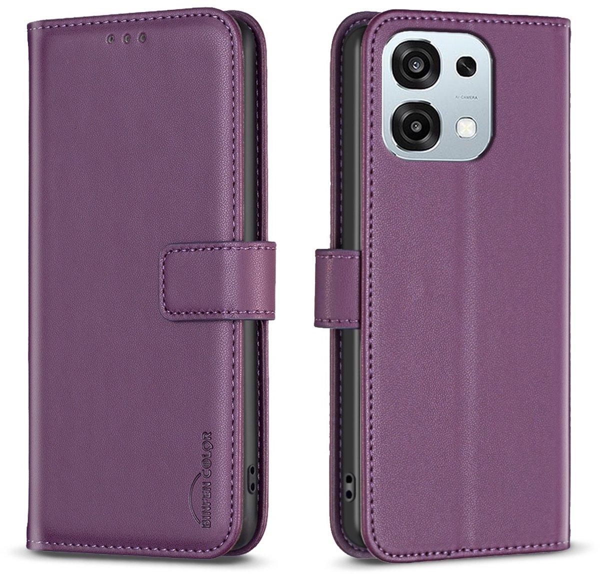 BINFEN Hoesje - Geschikt voor OPPO A6 Pro 5G Hoesje - BINFEN Book Case - Paars