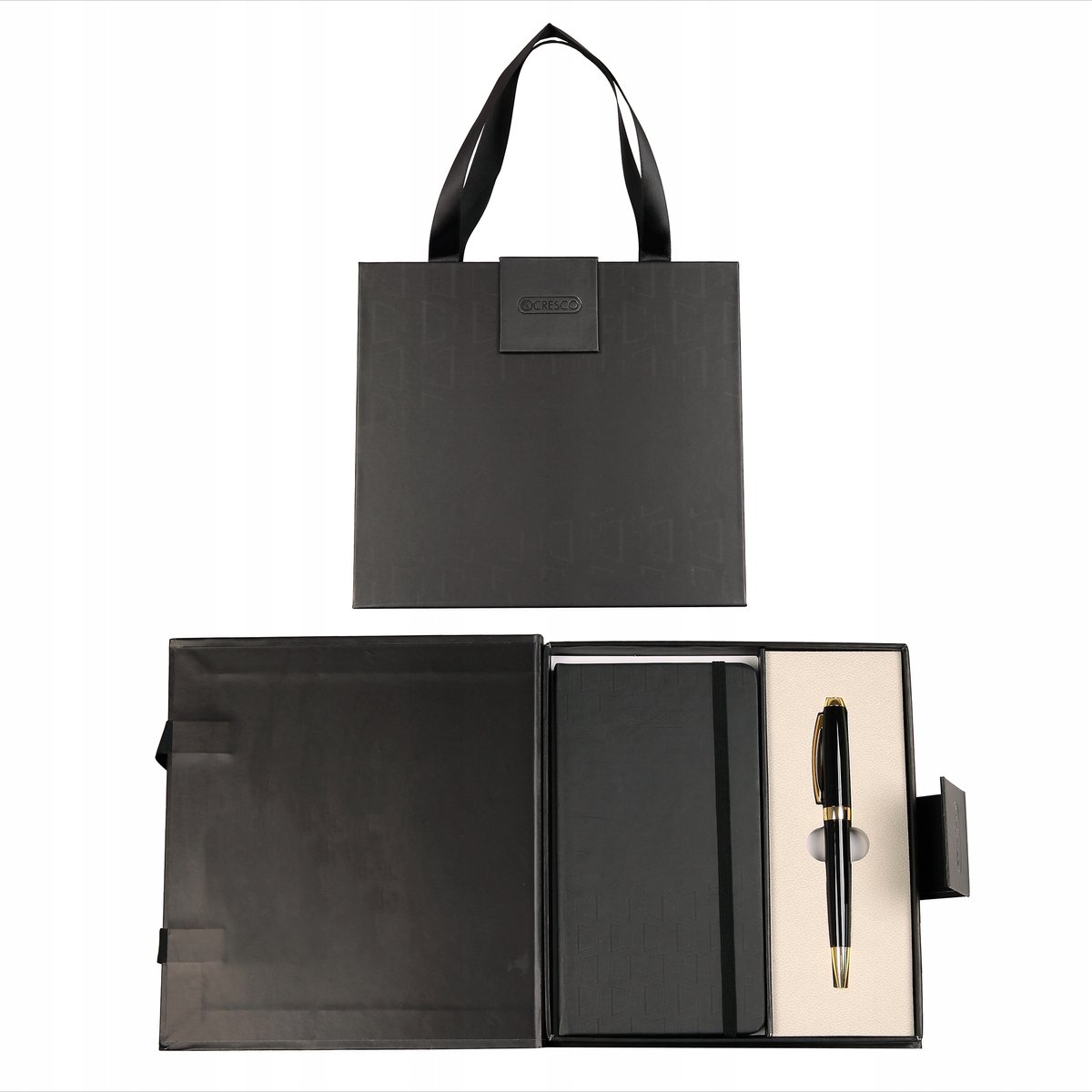 Cadeaubox Leraar: Pen + Notitieboek Symphony Zwart Goud