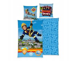 Housse de couette 140x200cm Brandweerman Sam le pompier Blauw , Kussensloop 70x90cm