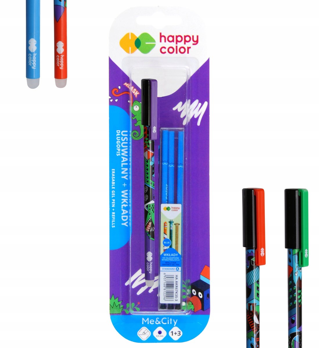 Uitwisbare Pen Set met 3 Blauwe Navullingen - Me&City