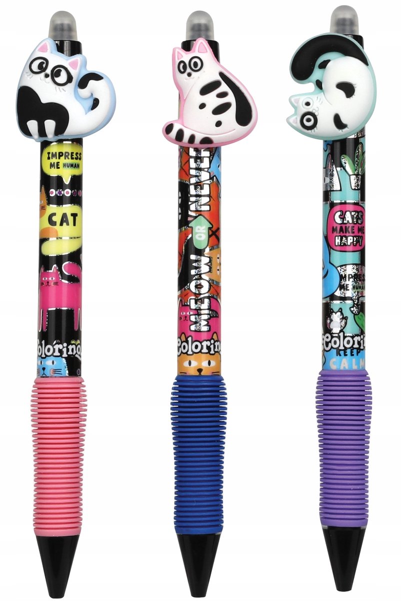 Colorino Kociak Uitwisbare Pen - Blauw, 3 Stuks