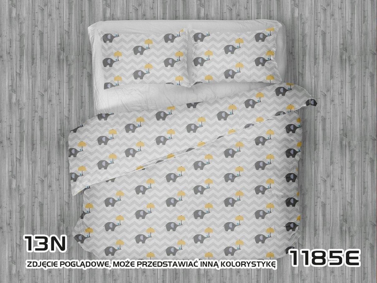Katoenen Kinderbeddengoed 90x120 - Lieve Grijze Olifantjes