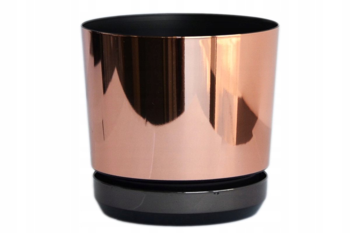 Duo Kleuren Pot met Schotel - Zalmroze & Zwart - 26 cm