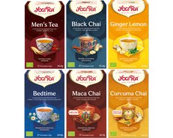 Yogi Tea - De 6 Beste Smaken voor Mannen - Cafeïnevrije Biologische Kruidenthee - ideale cadeau voor mannen - 6 Pakjes van 17 Theezakjes