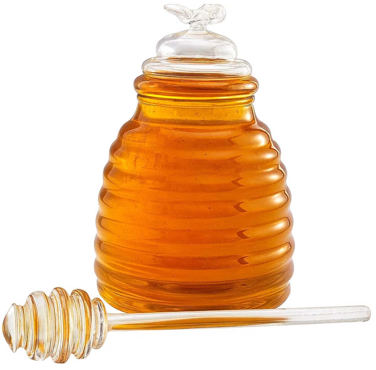 Cookinglife Honingpot - Honey Pot - Glas - Transparant - Met Lepel - 500 ml