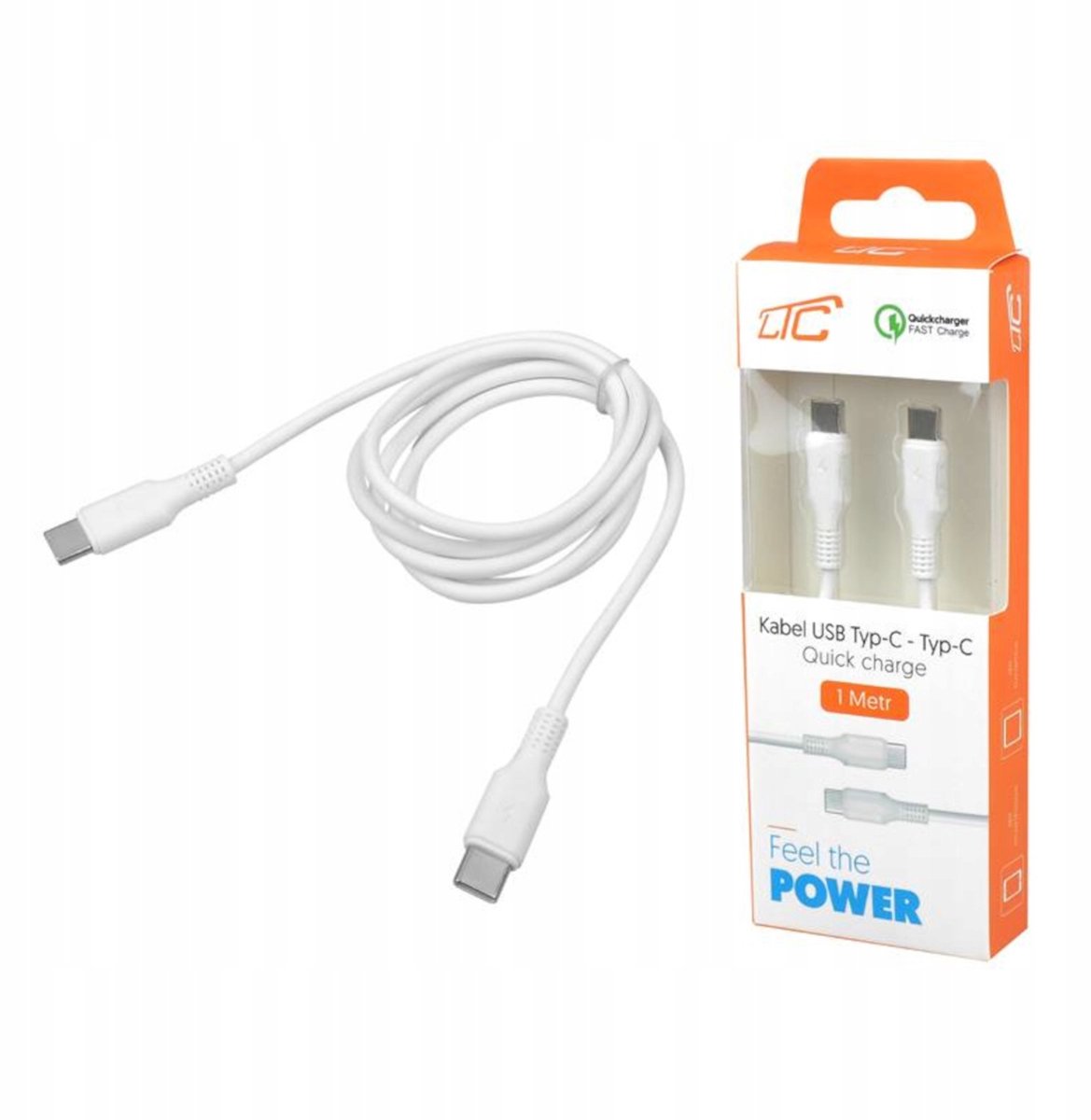 USB-C naar USB-C Kabel LTC 1m Wit - Snel Opladen & Data