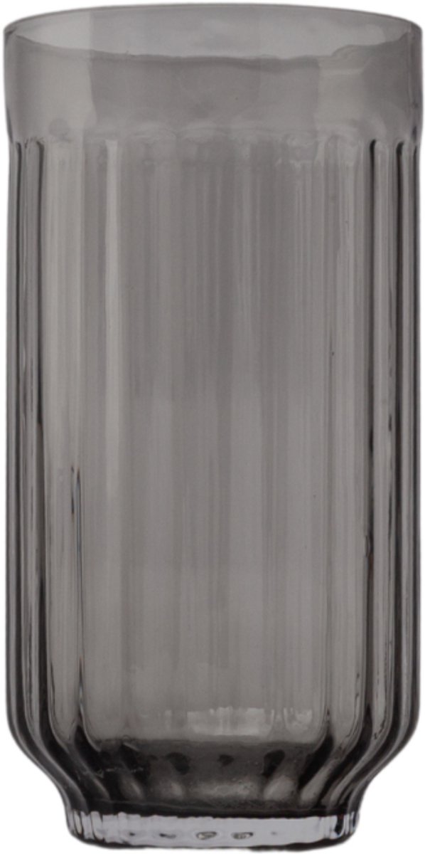 XLBoom Mila Highball Dark Grey Set van 4 – Mondgeblazen glazen longdrink set (4 stuks) – Verkrijgbaar in Amber | Clear | Dark Grey | Green – Design servies voor tafel