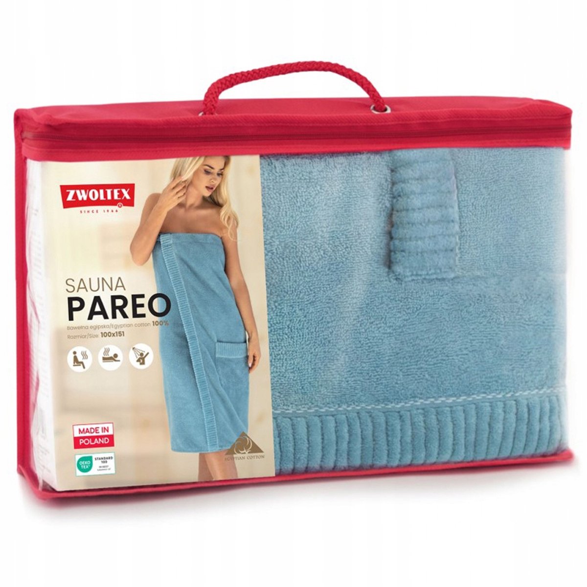 Zwoltex Saunaparao Blauw Egyptisch Katoen 100x151cm