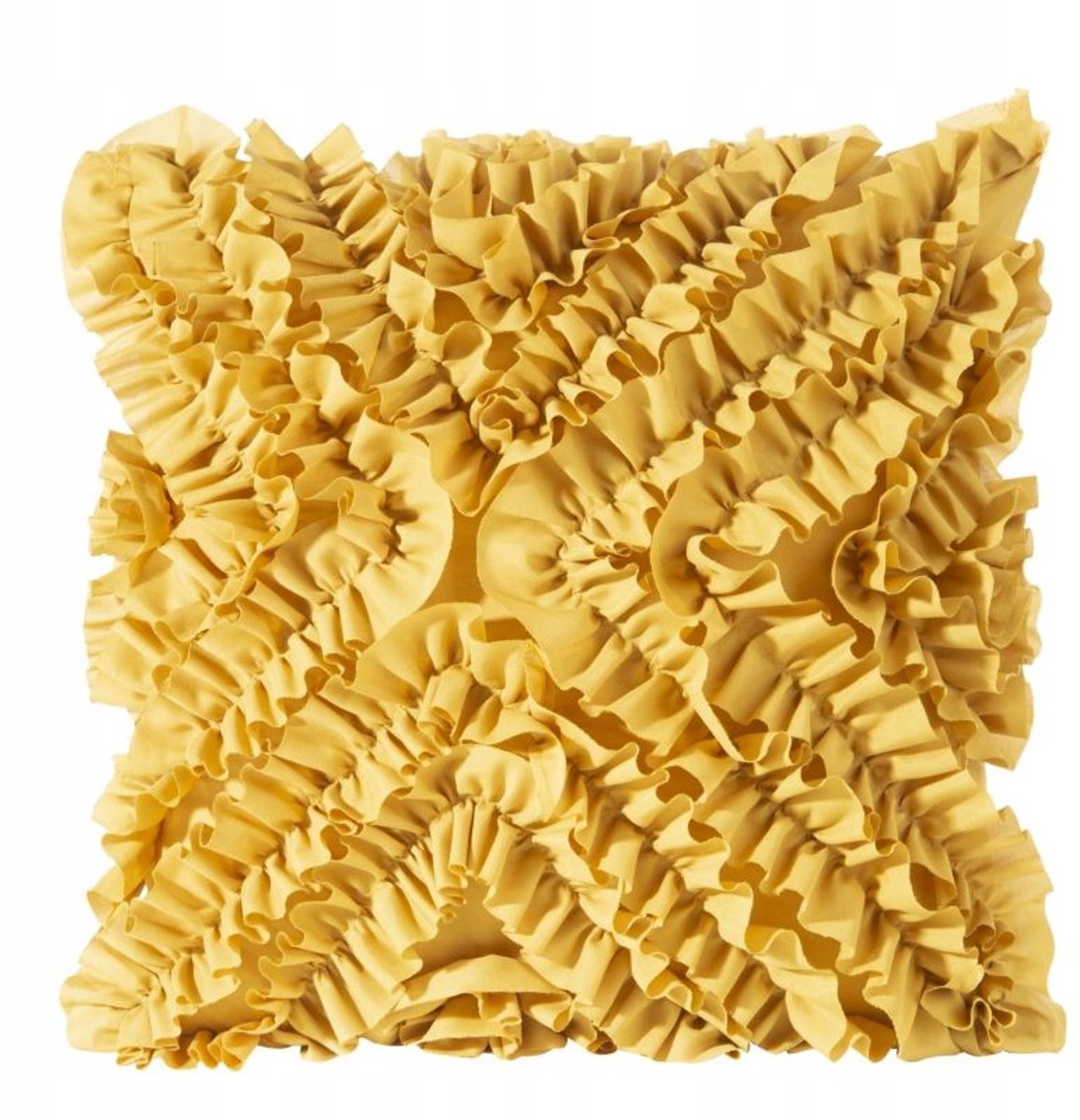 Dekoratieve kussensloop met ruches 45x45 cm mosterdgeel