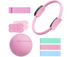 Homeblend© Pilates - Pilates Set - 7-delig - Pilates Sokken - Pilates Bal - Pilates Ring - Pilates Reformer - Roze