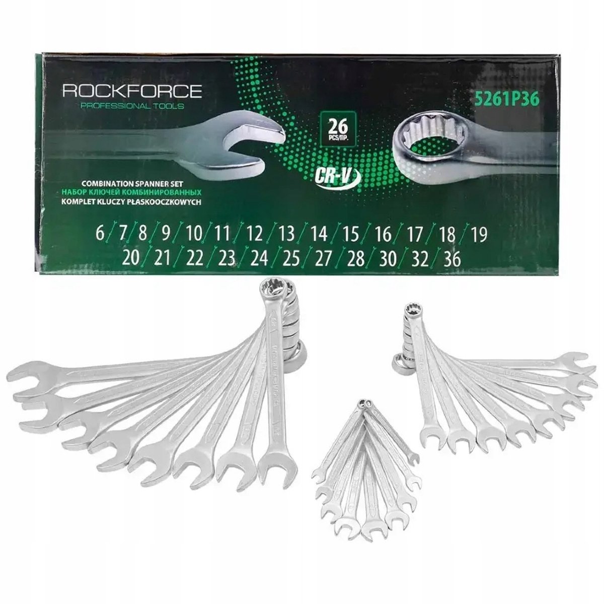 25-delige ringsleutelset 6-36 mm - Robuuste CrV-staalkwaliteit