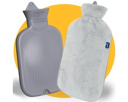 Pasper XXL kruik met hoes 3.5 liter - naadloos ontwerp - warmwaterkruik - 8 uur warmte - grijs - kruikzak