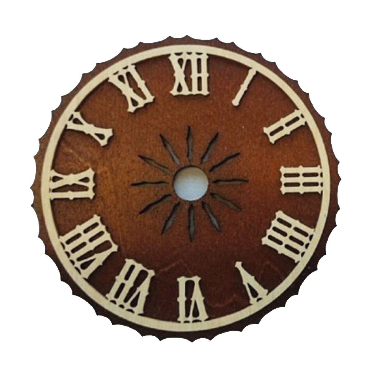 Wijzerplaat houtbruin met Romeinse cijfers voor koekoeksklok Ø:90mm