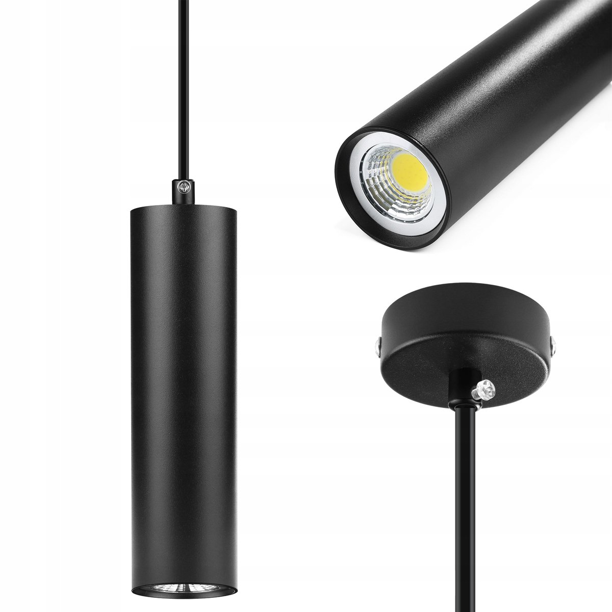 Moderne LED Hanglamp Cilinder 8W Zwart 20cm Aluminium