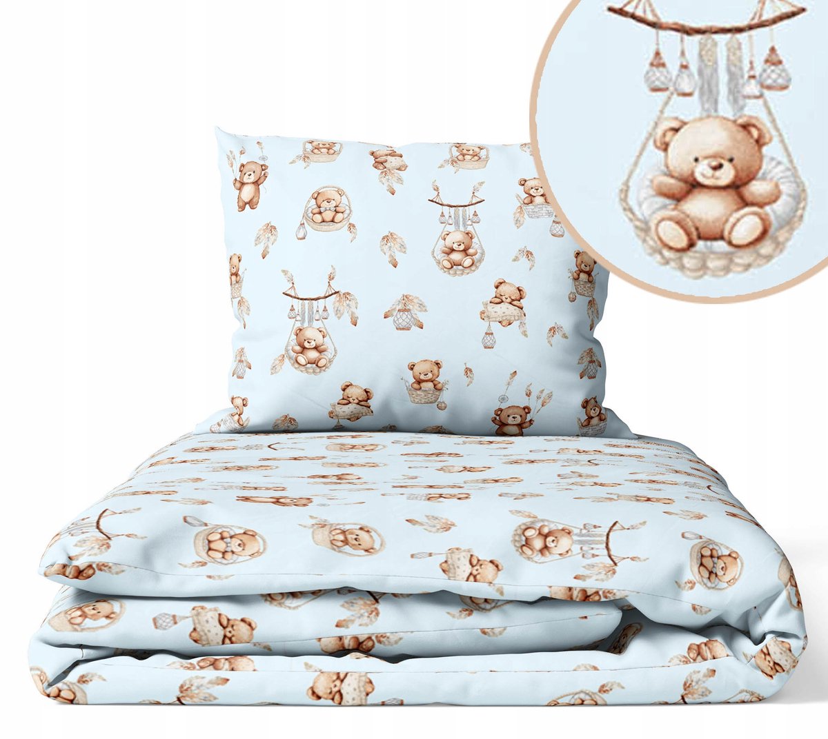 Kinderbeddengoed set 90x120 cm met vulling - Beren in mandjes