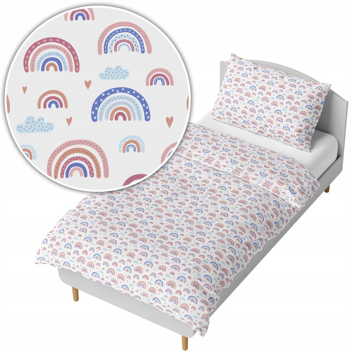 Kinderbeddengoed 140x200cm - Regenboog & Bruin - Katoen