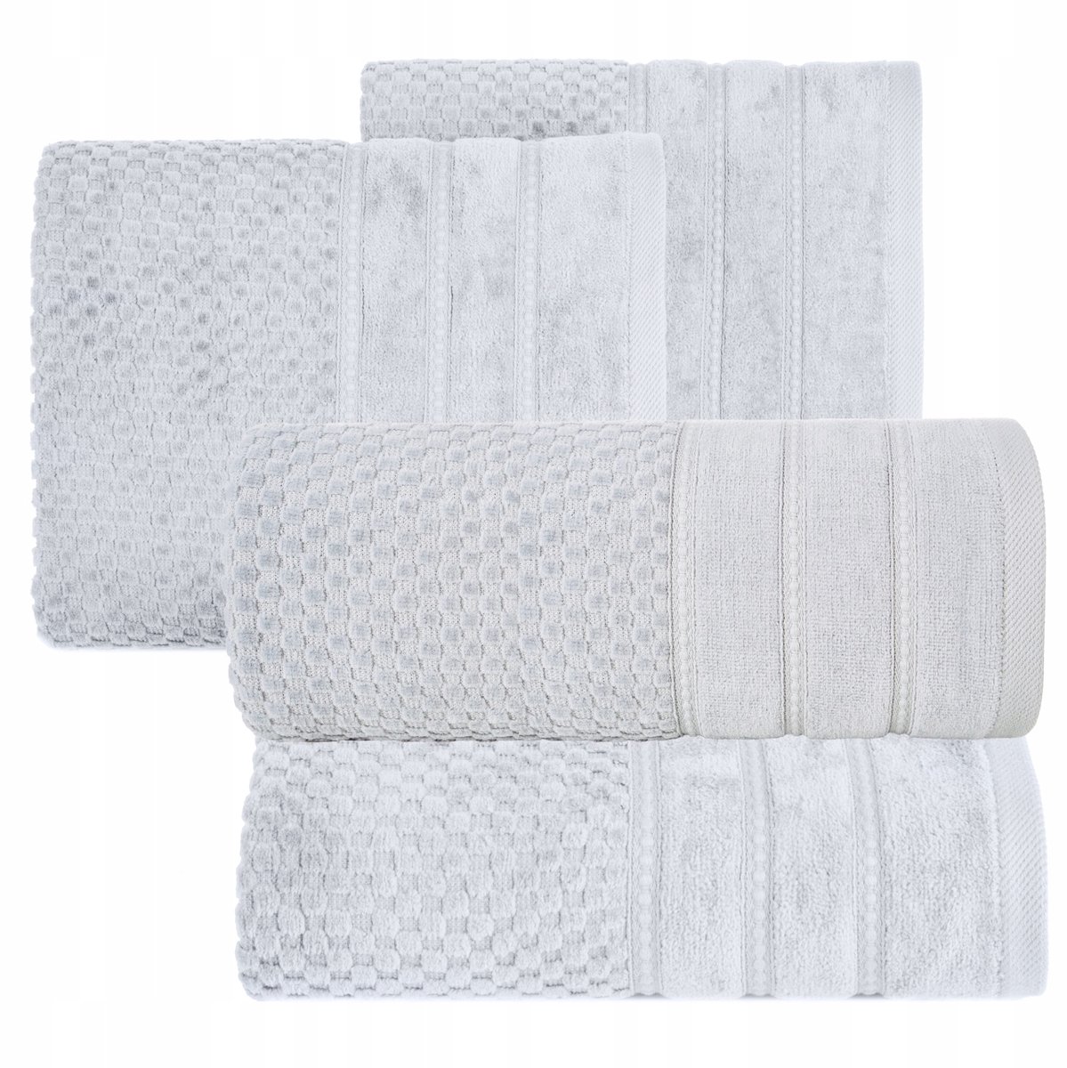 Luxe Katoenen Handdoeken Set (2x 70x140cm + 2x 50x90cm) - Zilver