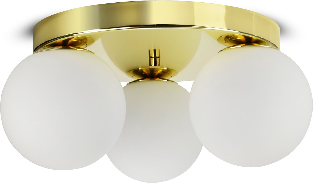 Gouden Plafondlamp met Witte Glazen Bollen - E3 G9 LED