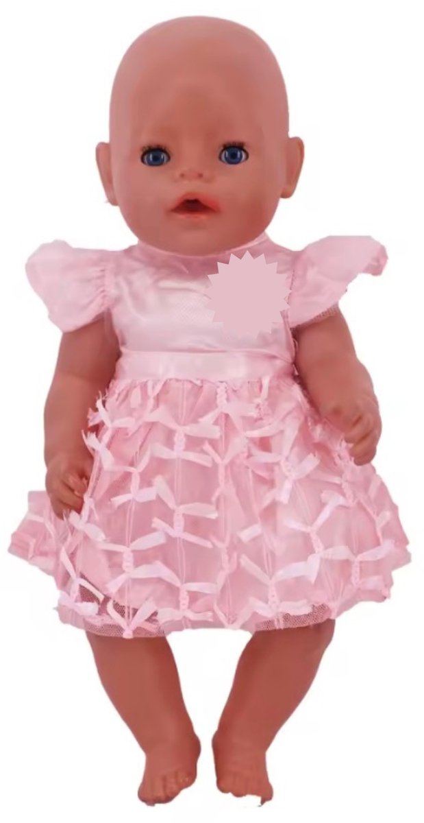 Happy U Kids Geschikt voor Baby Born - Roze jurkje met crocs - Accessoire en Kleertjes voor je 36 + 43 cm Baby poppen — afbeelding 2