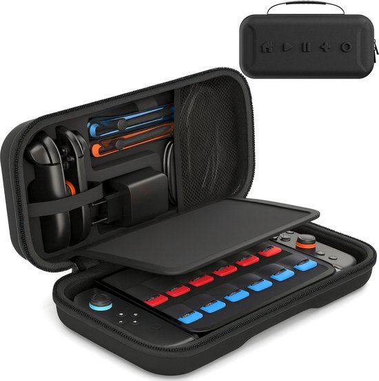 Sounix Case Geschikt voor Nintendo Switch 2 - Ingebouwde standaard - Hoesje Geschikt voor Switch 2 - Beschermhoes - Opbergtas - Zwart