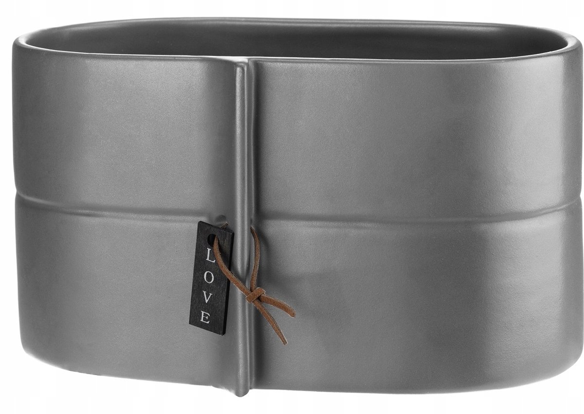 Keramische Pot Eliza Grijs/Zilver 23x13.5x12 cm - Stijlvolle Decoratie