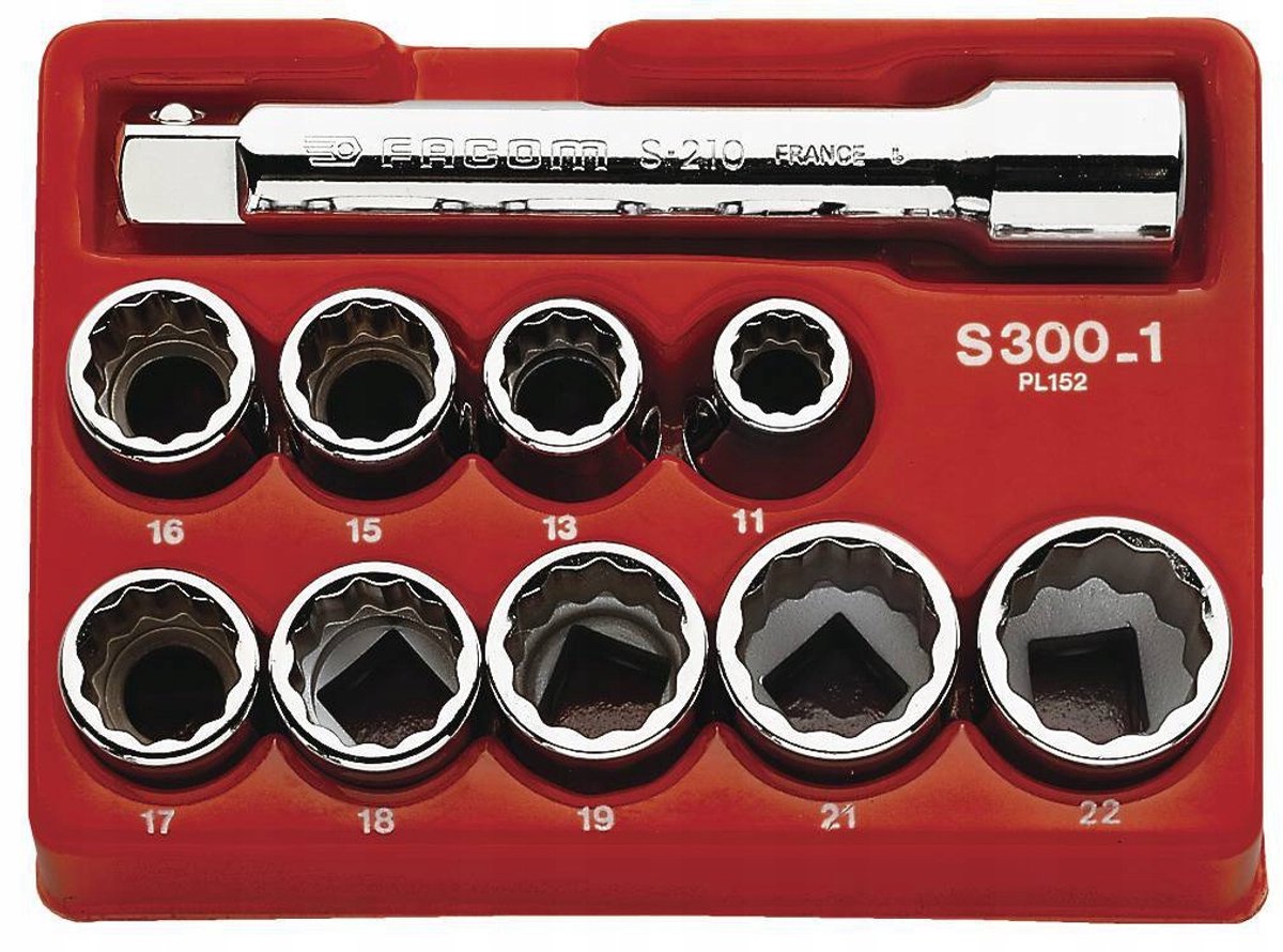 Facom J.300-1 Dopsleutelset 3/8" 10-19 mm, 9-delig
