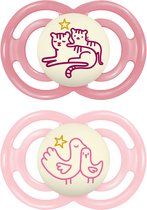 MAM - Perfect Night Speen - Siliconen - Glow In The Dark - 16+ Maanden - Orthodontisch - Roze - 2 stuks