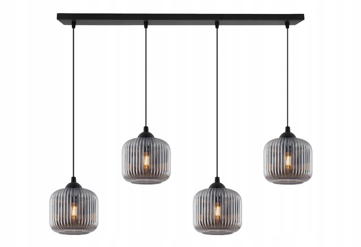 Zwarte Lampy Wiszące Glamour met Ryflowanym Szkłem E27